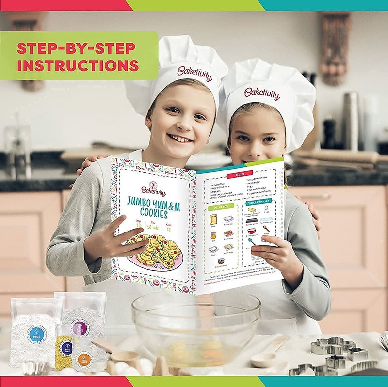 BAKETIVITY Kids Baking DIY Activity Kit - Bake Delicious Yum&m Jumbo Cookies- Real Fun Little Junior Chef Essential Kitchen Lessons  Includes Pre-Measured Ingredients and Easy to Follow Recipe. - Image 4